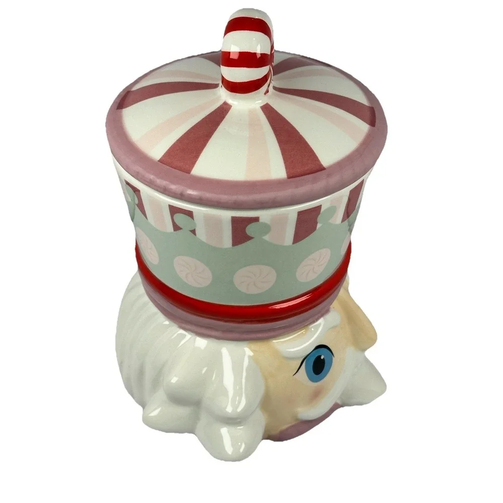 Nutcracker Peppermint Storage Jar Ceramic Candy Kitchen Holiday Decor